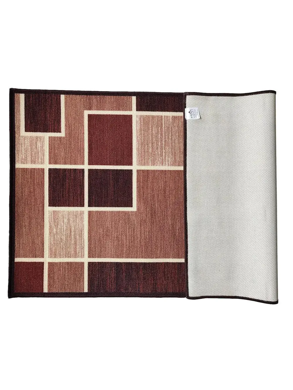 Brown Geometric Boxes Printed Premium Area Carpet ( 3 ft x5 ft & 4 ft x 6 ft ) 3X5 ft