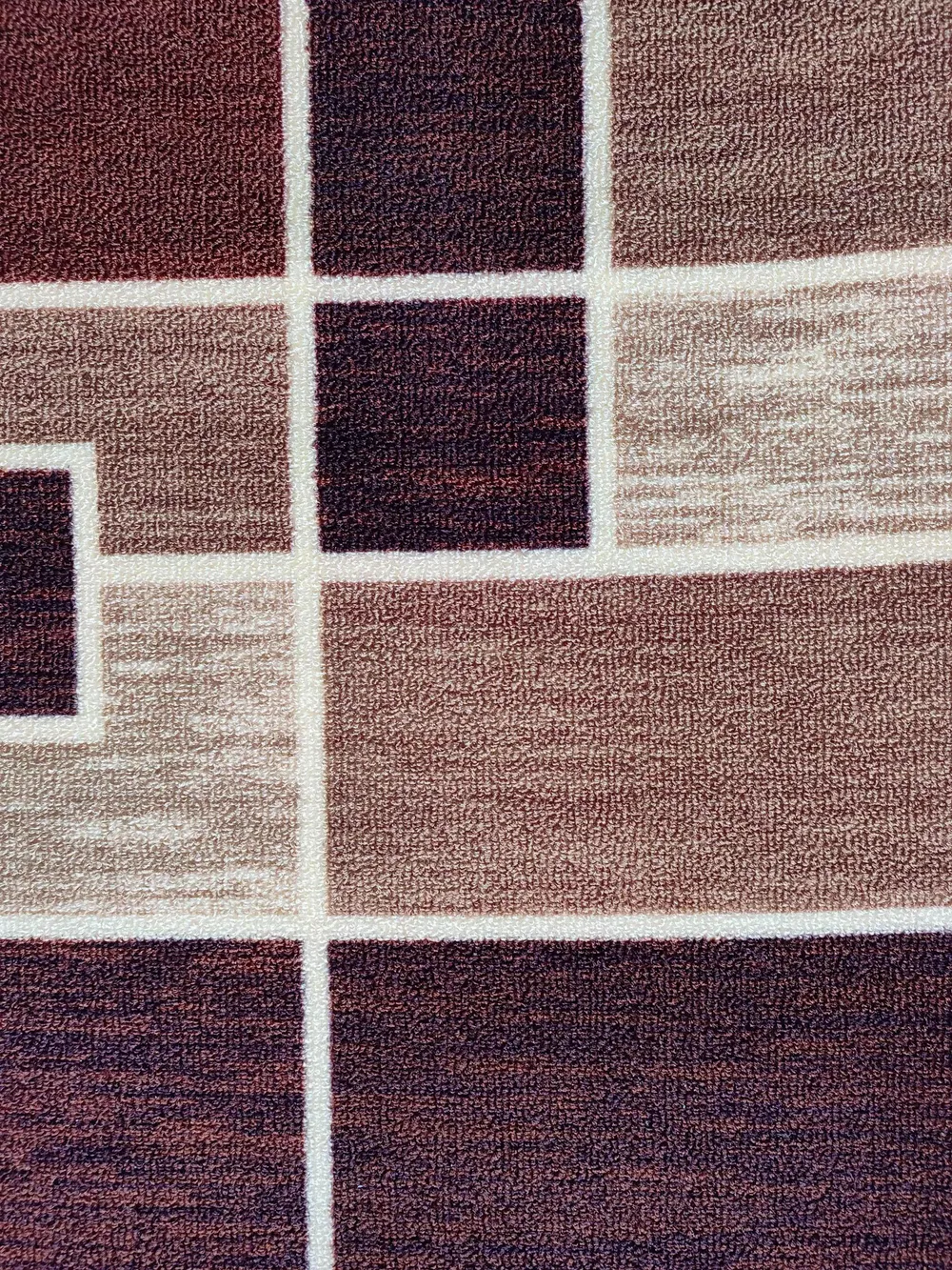 Brown Geometric Boxes Printed Premium Area Carpet ( 3 ft x5 ft & 4 ft x 6 ft ) 3X5 ft