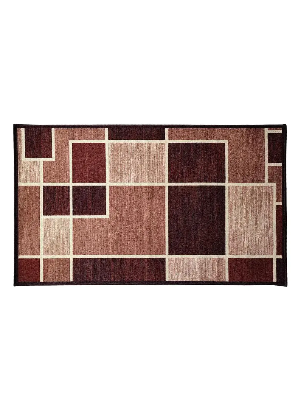 Brown Geometric Boxes Printed Premium Area Carpet ( 3 ft x5 ft & 4 ft x 6 ft ) 3X5 ft