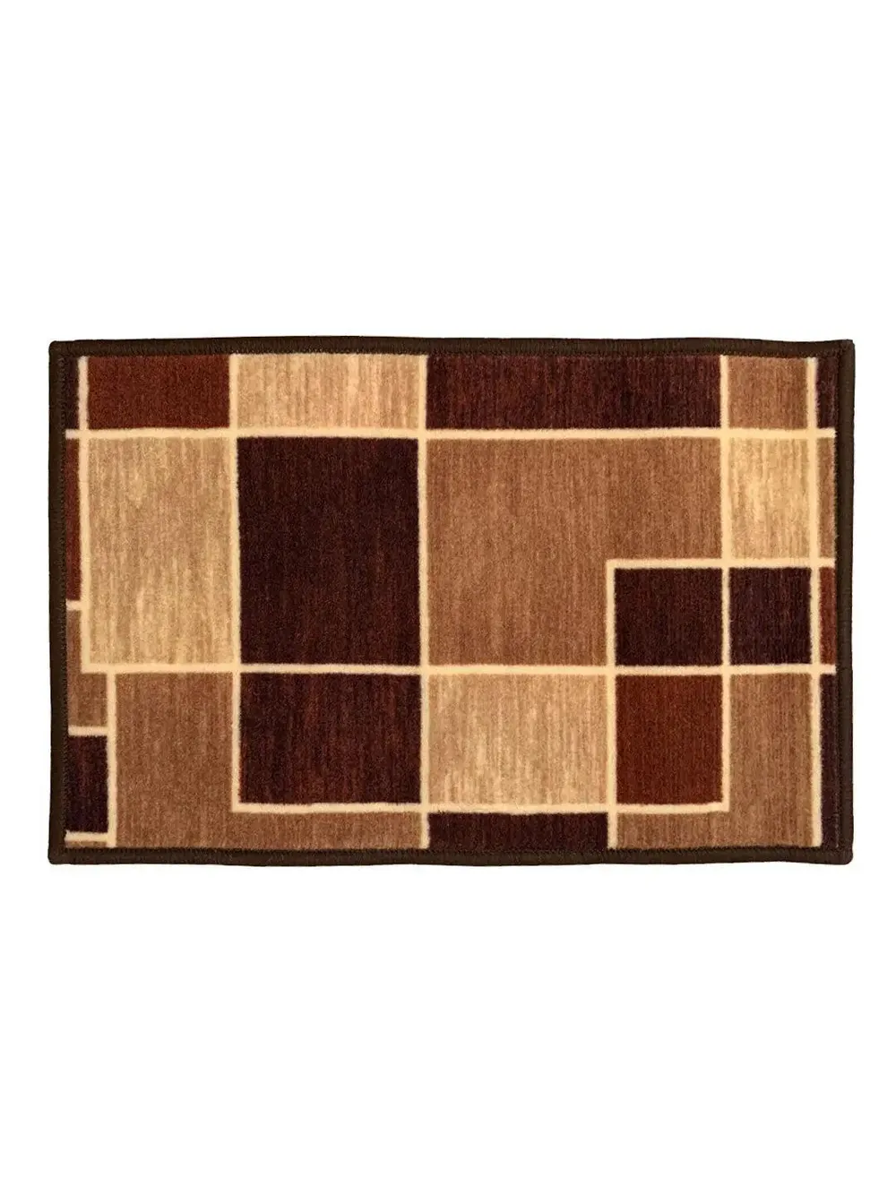 Brown Geometric Boxes Printed Premium Doormat (14 X 22 )Inches