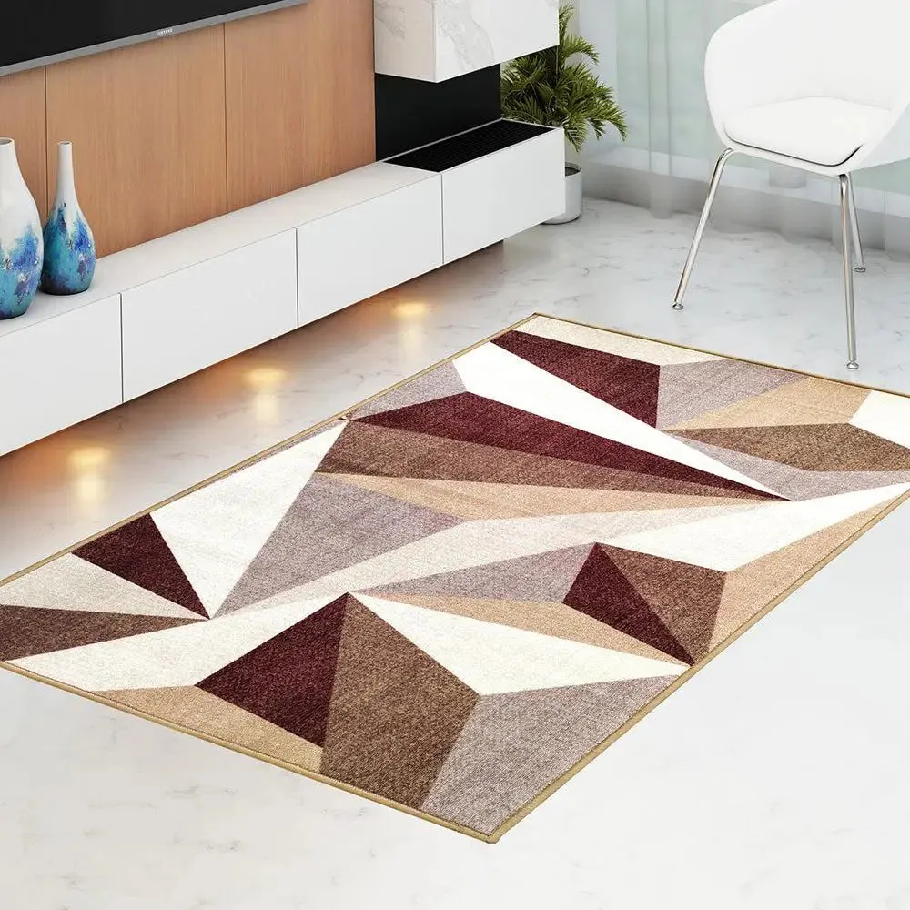 Brown Geometric Printed Premium Area Carpet ( 3 ft x5 ft & 4 ft x 6 ft ) 3X5 ft