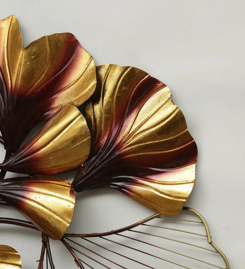 Brown & Golden Floral LED Metal Wall Art