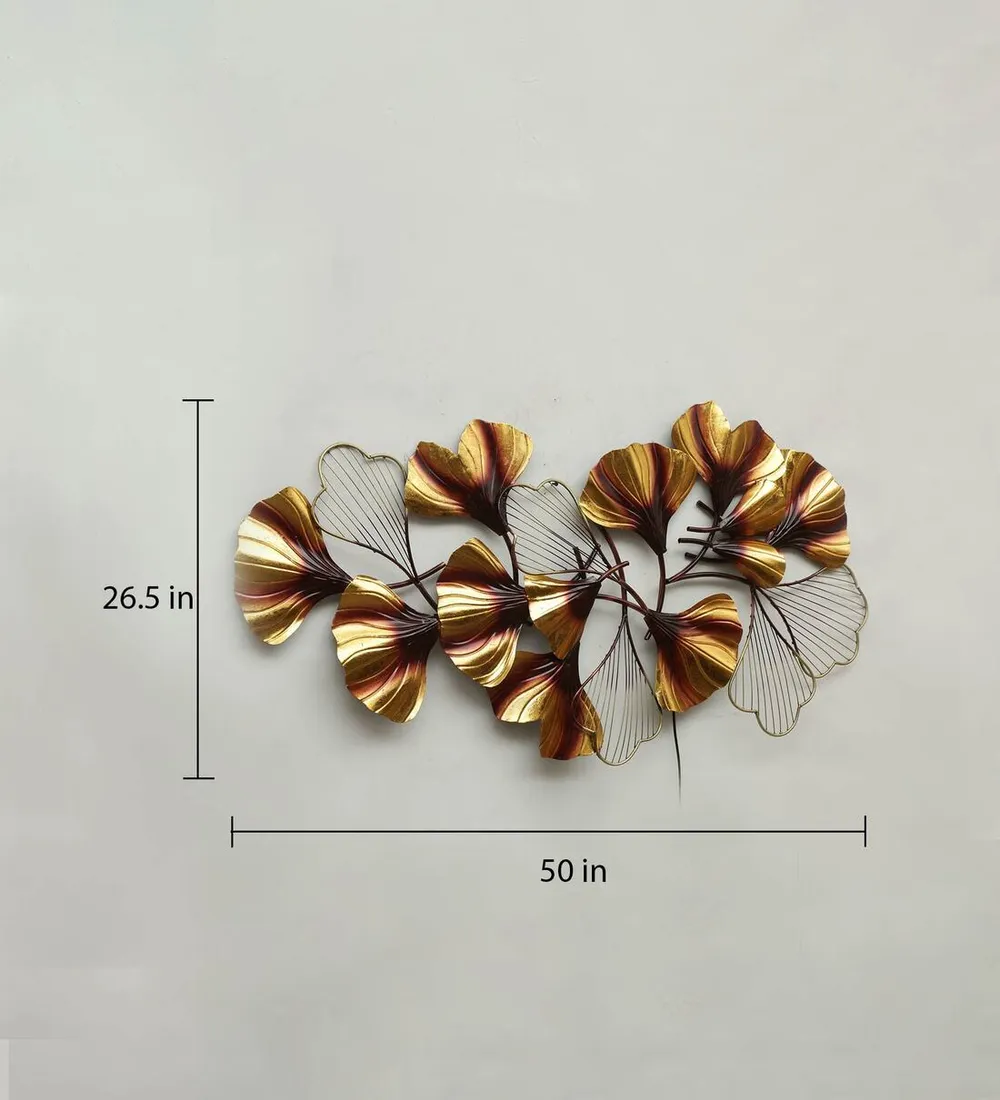Brown & Golden Floral LED Metal Wall Art