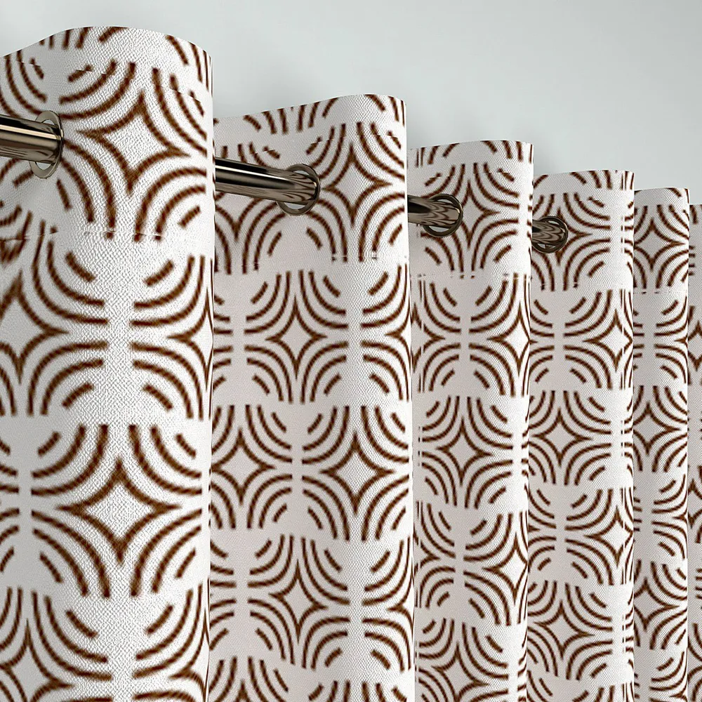 Brown Graphic Lines Door Curtains Medium Single Piece (7ft)