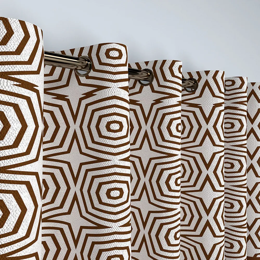 Brown Graphic Lines Semi-Designer Door Curtain Regular Single Piece (7ft)