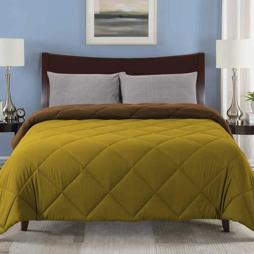 Brown & Green Quilted Single Bed Comforter