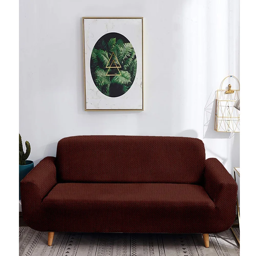 Brown Jacquard Sofa Cover Pack of 1 One Seater Sofa Slipcover