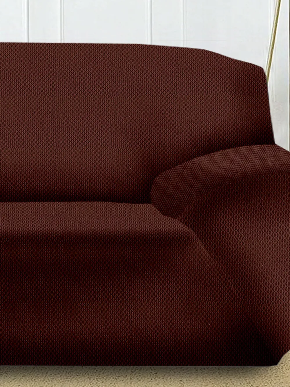 Brown Jacquard Sofa Cover Pack of 1 One Seater Sofa Slipcover