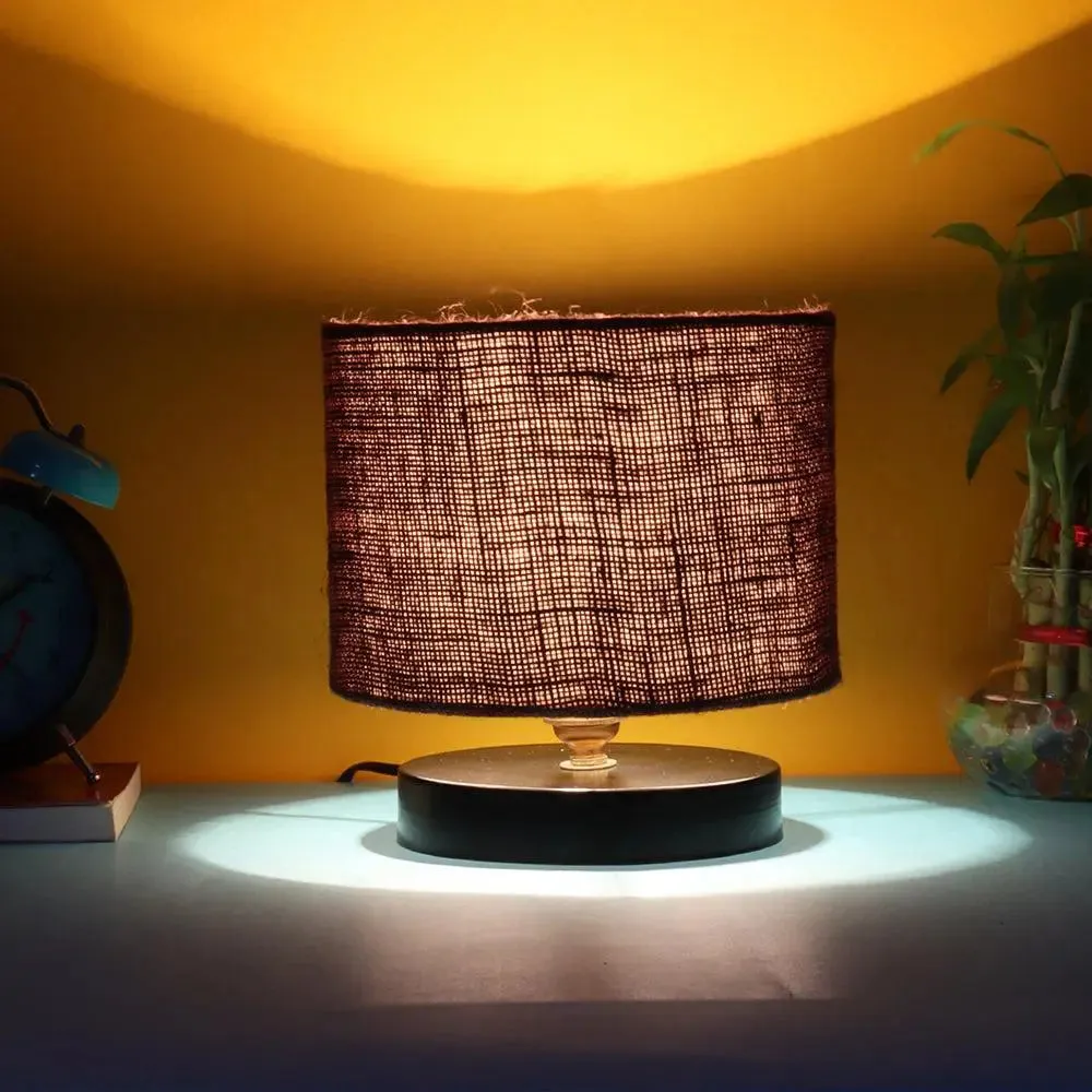 Brown Jute Table Lamp with Iron Base