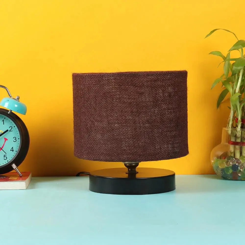 Brown Jute Table Lamp with Iron Base