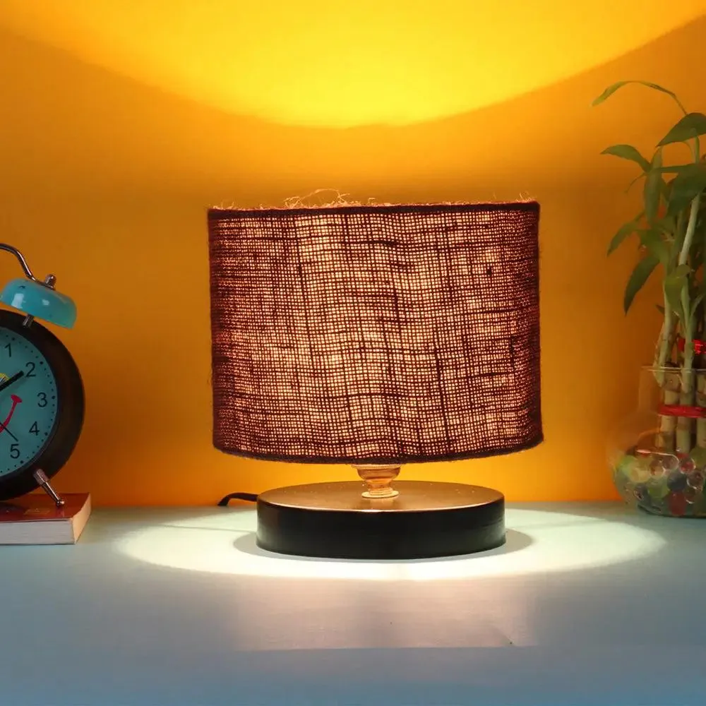 Brown Jute Table Lamp with Iron Base