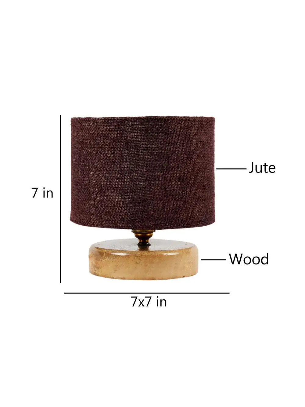 Brown Jute Table Lamp with Wood Base