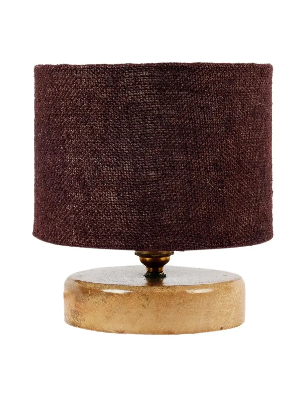 Brown Jute Table Lamp with Wood Base
