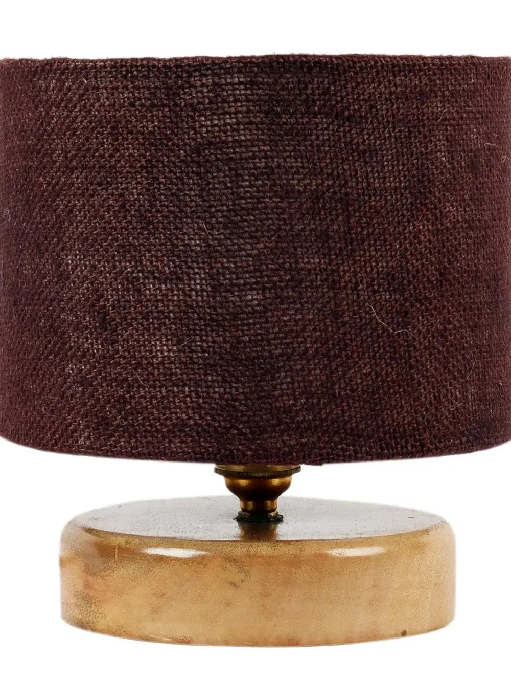 Brown Jute Table Lamp with Wood Base