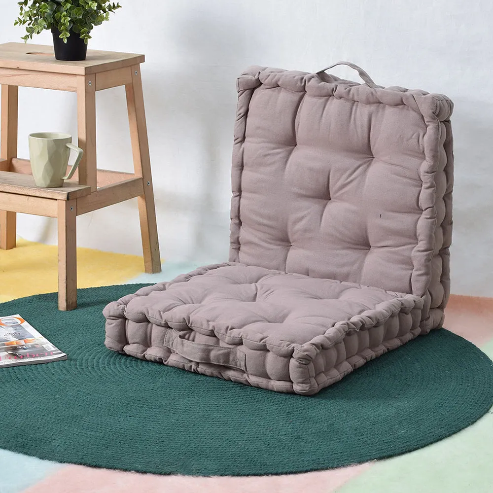 Brown Plush Cotton Matlas Floor Sitting Cushion Set Of 2