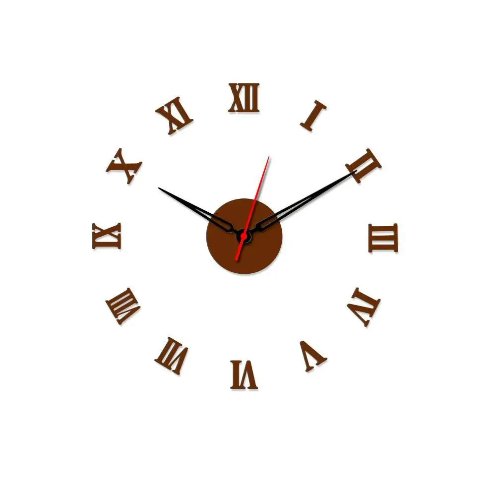 Brown Roman Number Big Size 3D Infinity Wall Clock (Size: 24 inch X 24 inch)