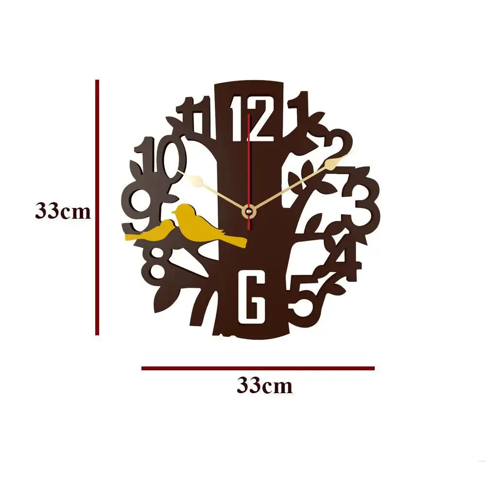 Brown Tree along with Yellow birds Wooden Wall Clock