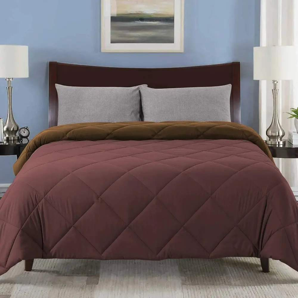 Brown & Wine Quilted Single Bed Comforter