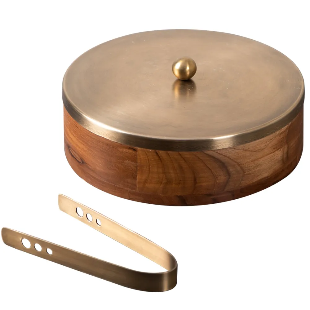 Brown Wooden Casserole/Chapatti Box With Tong
