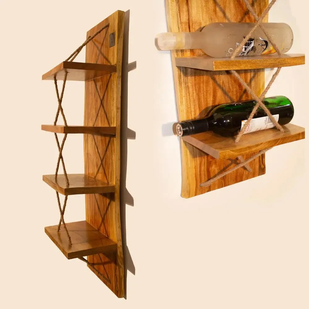 Brown Wooden Wall Shelves for Bedroom