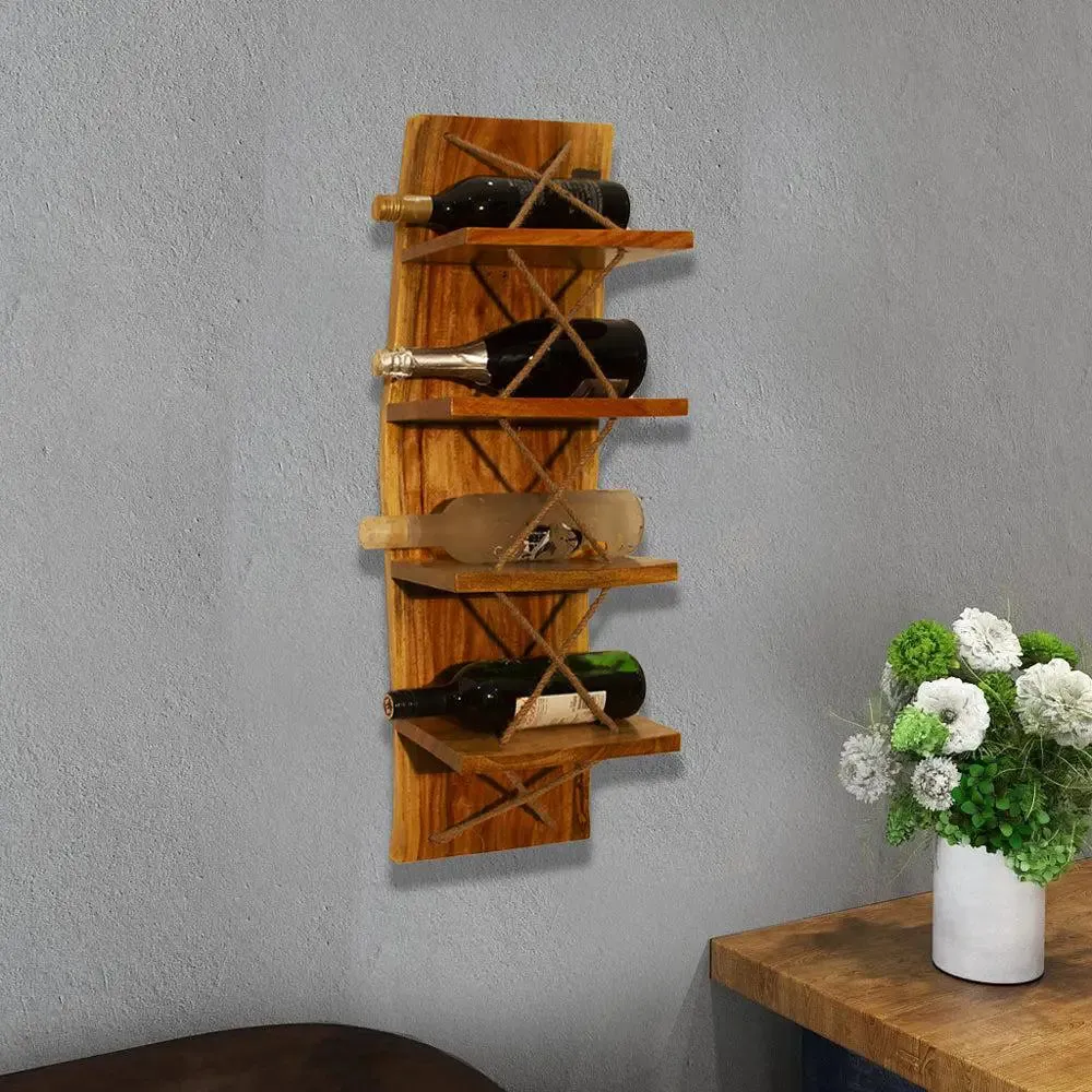 Brown Wooden Wall Shelves for Bedroom