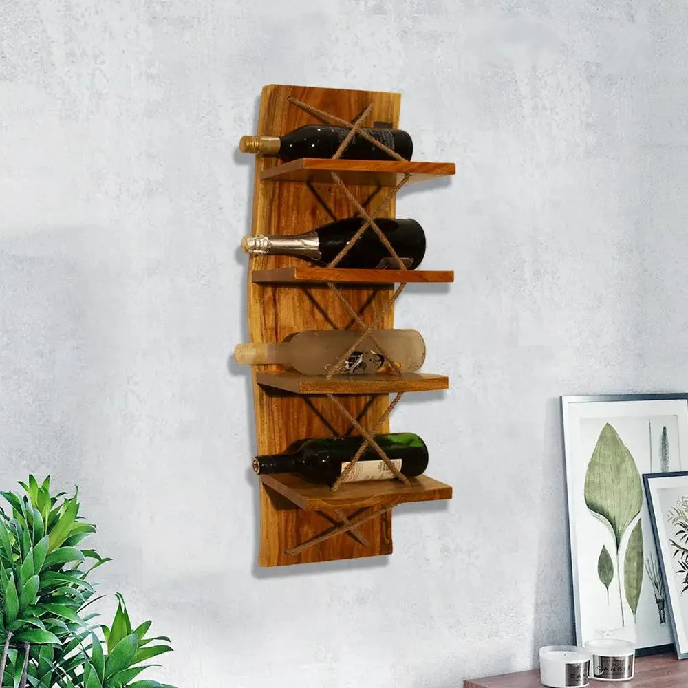 Brown Wooden Wall Shelves for Bedroom