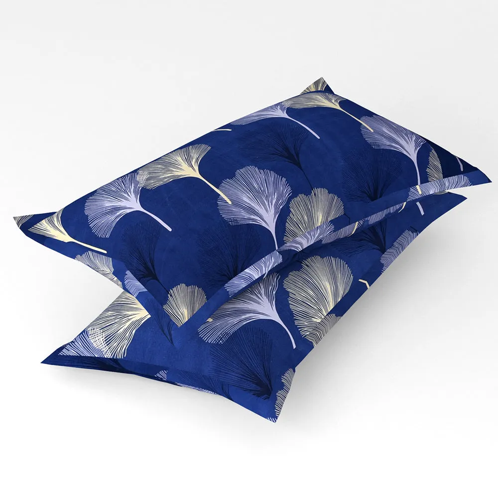 BSB Home Big Dandelions Printed Blue Microfiber Double Bedsheet