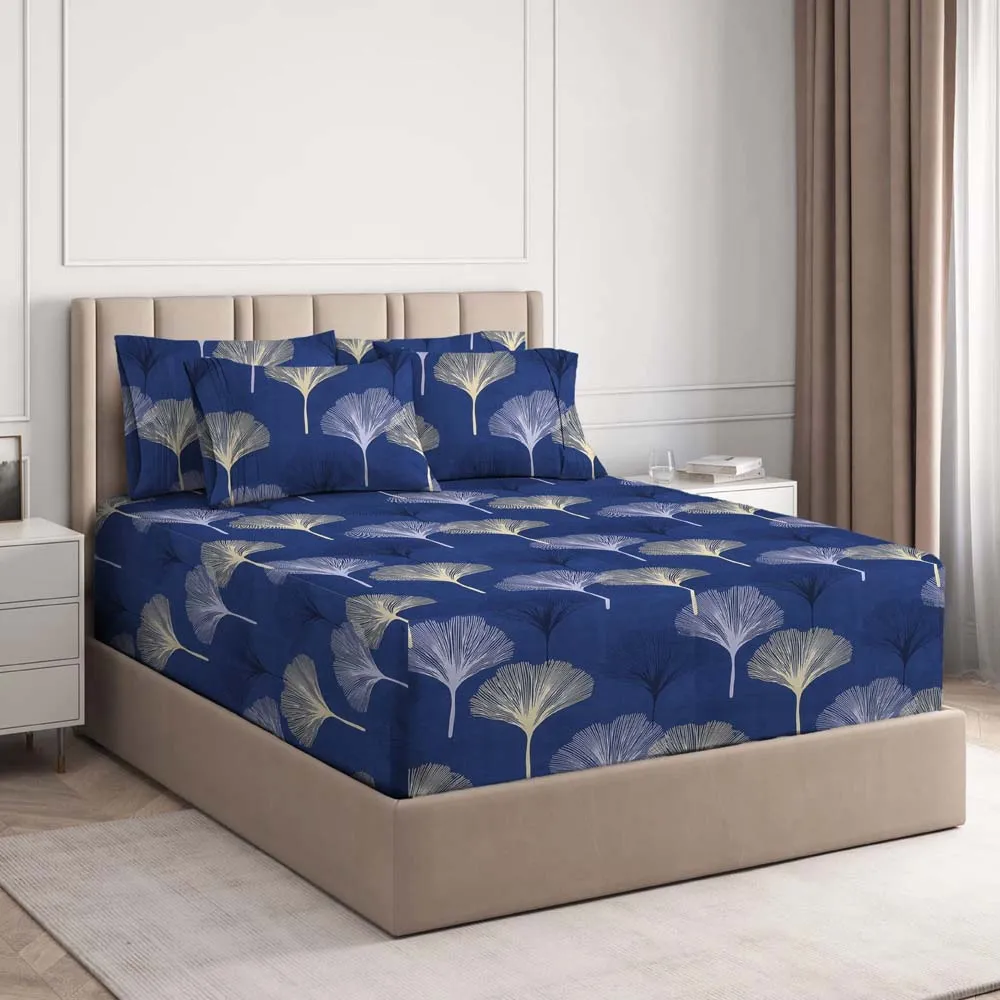 BSB Home Big Dandelions Printed Cotton Double Fitted Bedsheet