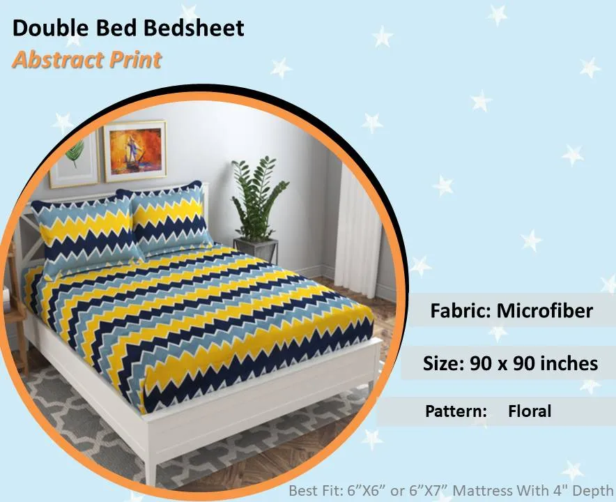 BSB Home Bright-Yellow-&-Blue-Aztec-Pattern-Microfibre-Double-Bedsheet-With-2-Pillow-Covers