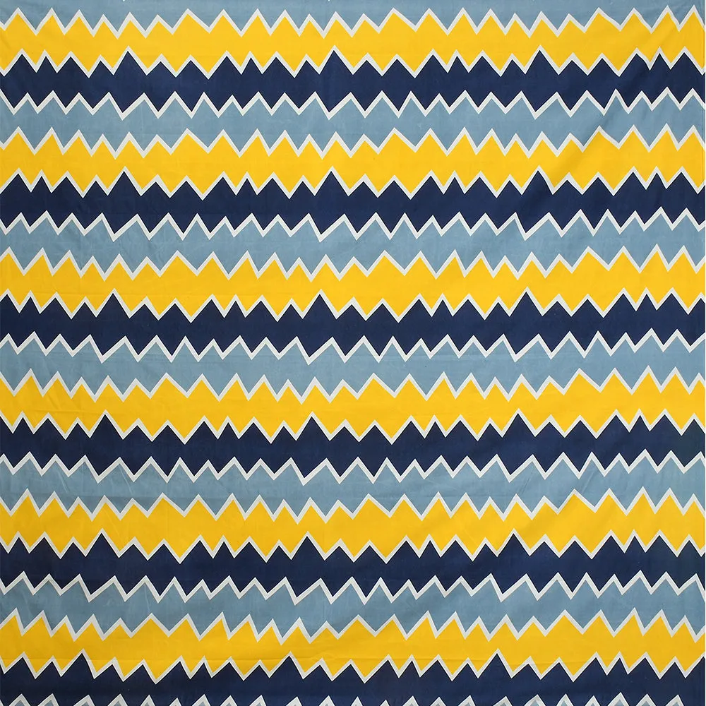 BSB Home Bright-Yellow-&-Blue-Aztec-Pattern-Microfibre-Double-Bedsheet-With-2-Pillow-Covers
