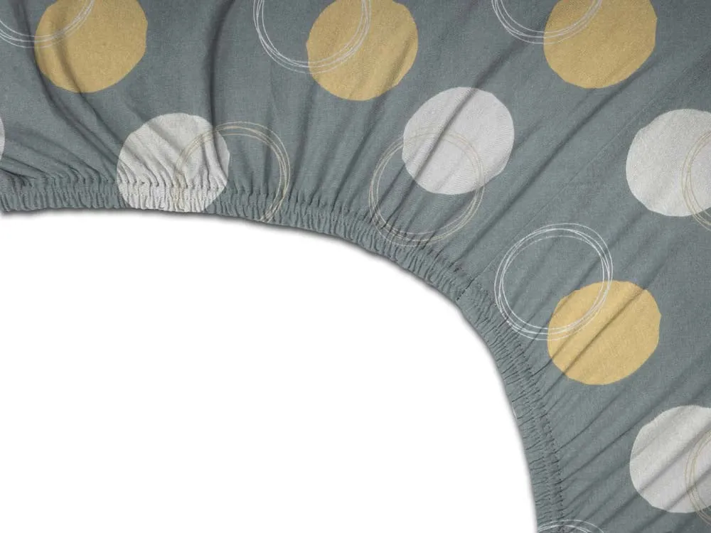 BSB Home Circular Pattern Grey Printed Cotton Double Fitted Bedsheet