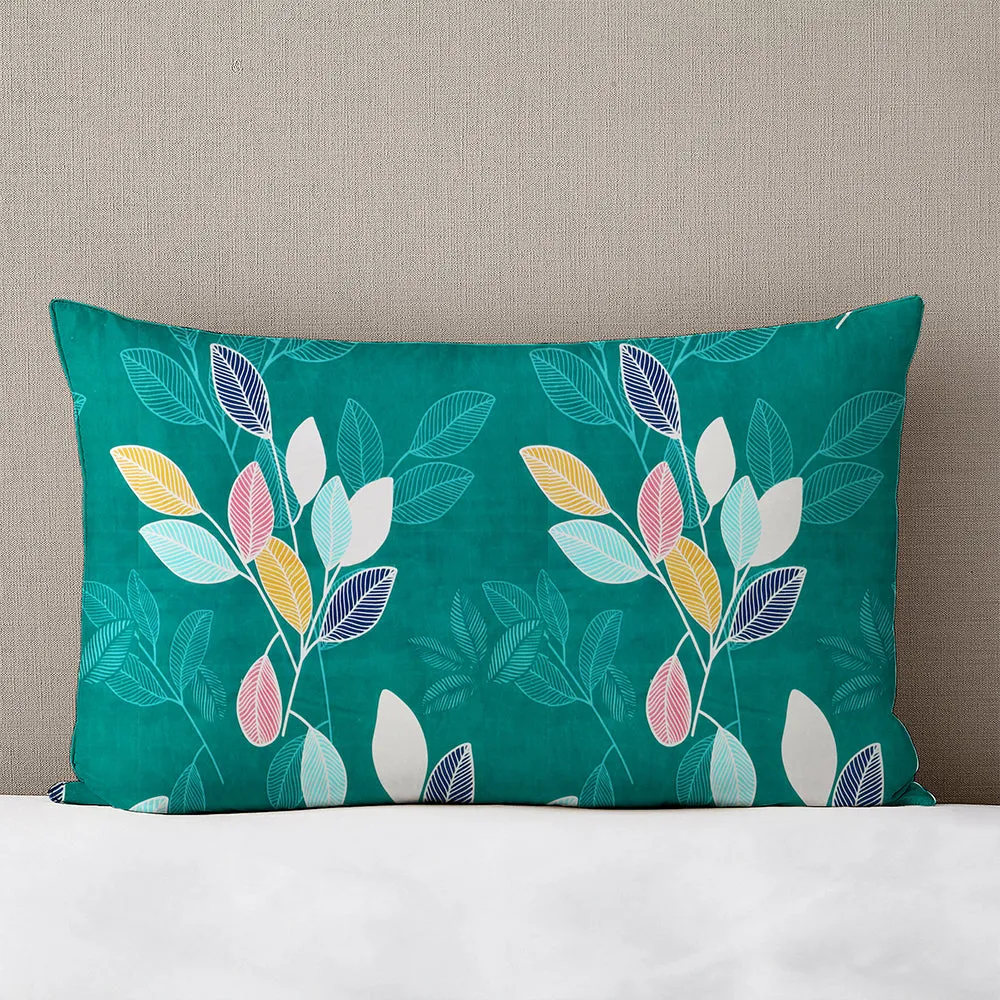 BSB Home Colorful Leaves Green Printed Microfiber Double Bedsheet
