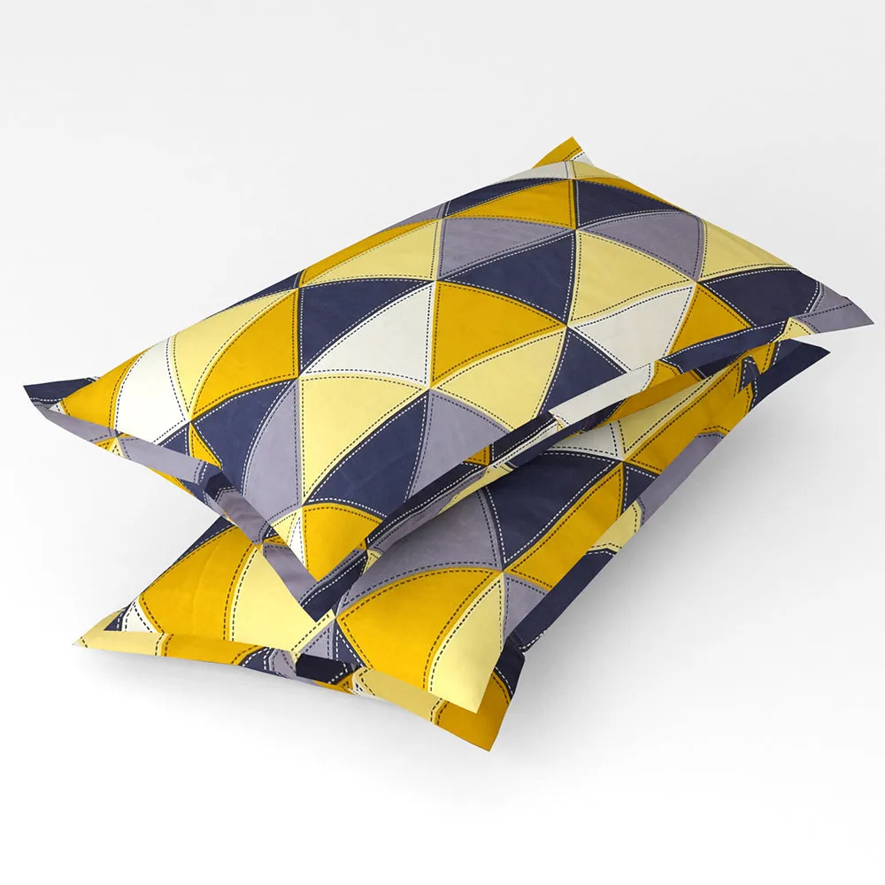 BSB Home Geometric Print Yellow & Grey Microfibre Double Bedsheet