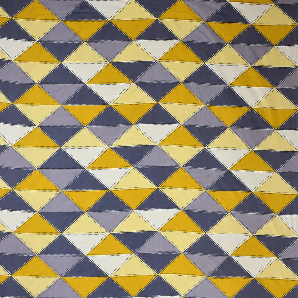 BSB Home Geometric Print Yellow & Grey Microfibre Double Bedsheet
