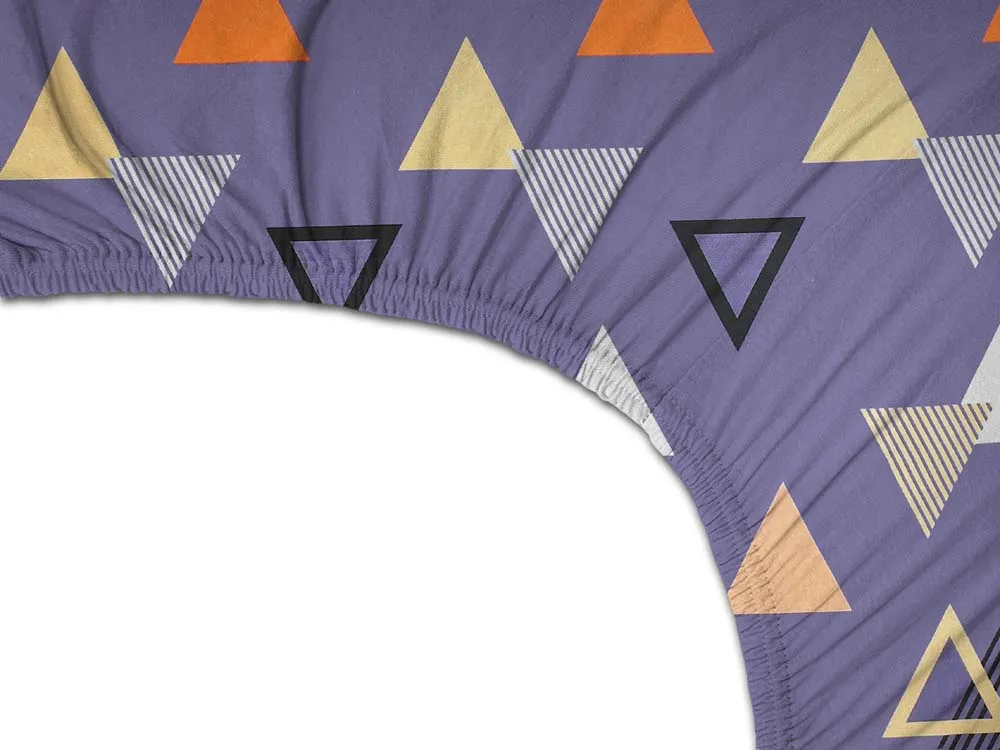 BSB Home Playful Triangles Lilac Printed Cotton Double Fitted Bedsheet