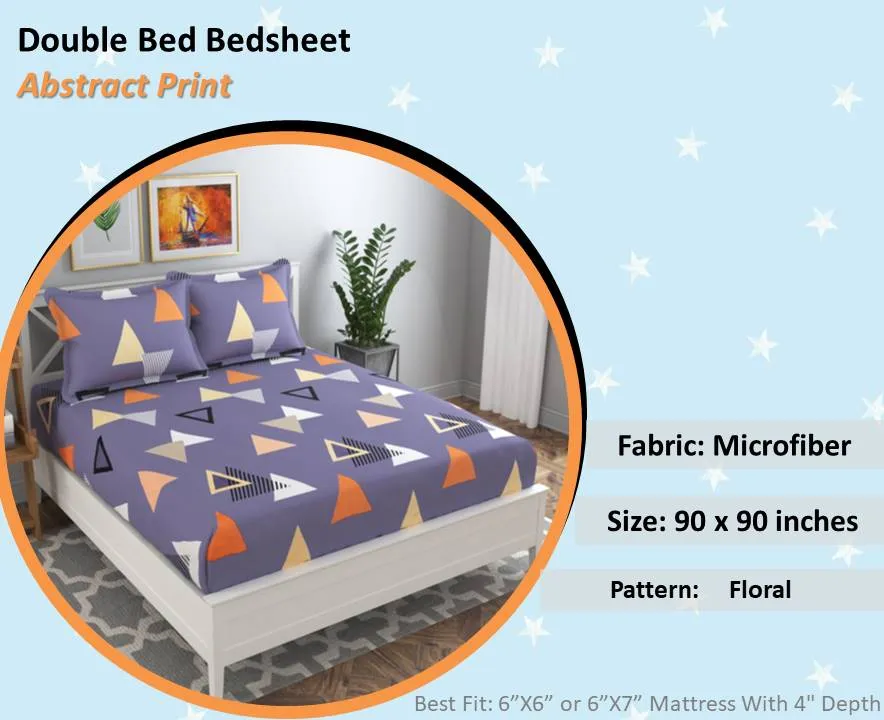 BSB Home Playful Triangles Lilac Printed Microfibre Double Bedsheet