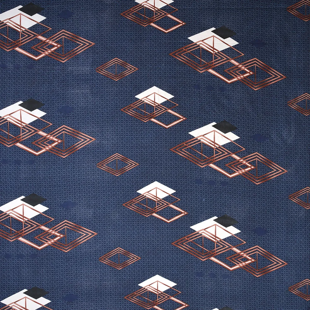 BSB Home Square Golden Designer Blue Microfiber Double Bedsheet