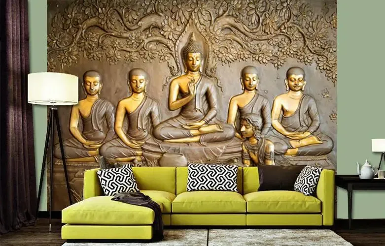Buddha &amp; Disciples Scenery Wallpaper / High Quality Woven WallPaper /size 12 ft x 10 ft,
