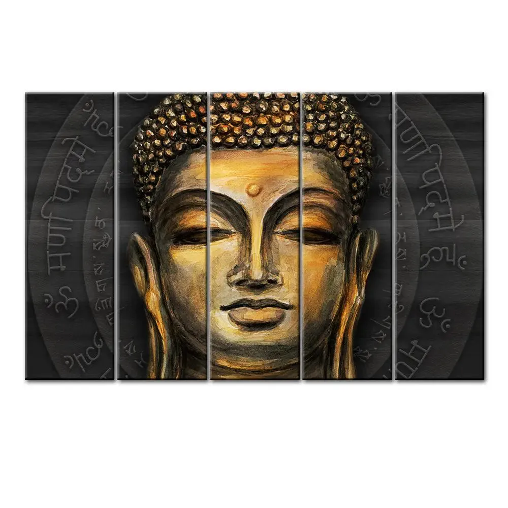 Buddha face abstract Painting and Framed on Wood Canvas Print Wall Painting