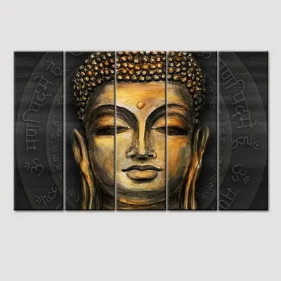 Buddha face abstract Painting and Framed on Wood Canvas Print Wall ...