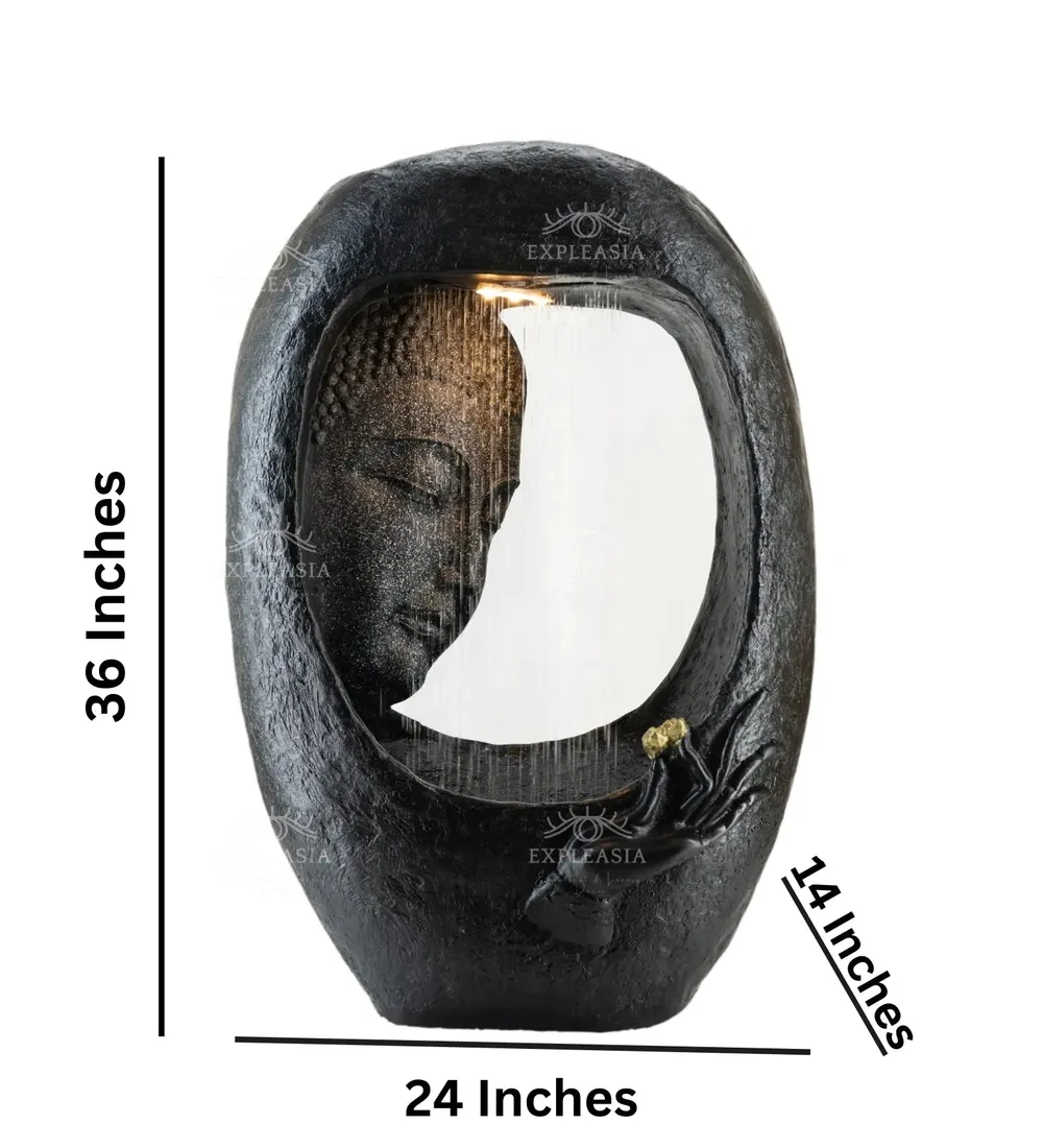 Buddha Face Shower Aesthetic Black Garden Fountain