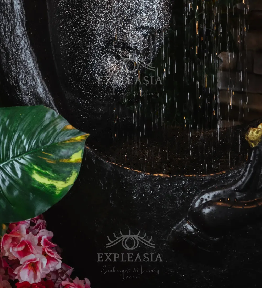 Buddha Face Shower Aesthetic Black Garden Fountain
