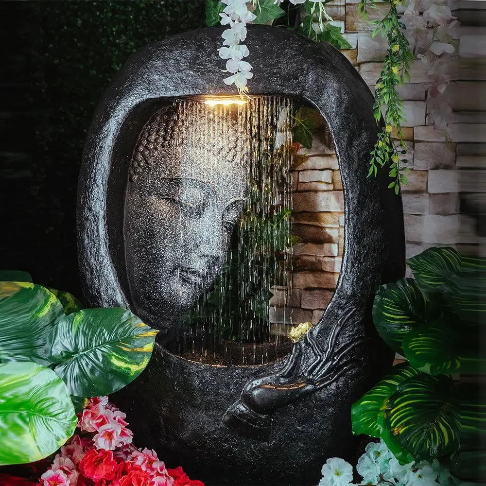 Buddha Face Shower Aesthetic Black Garden Fountain
