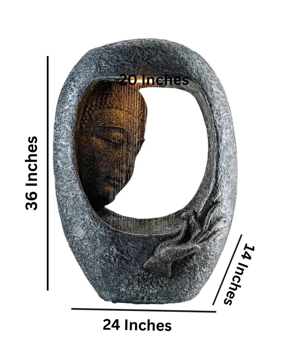 Buddha Face Shower Aesthetic Dark Grey Garden Fountain