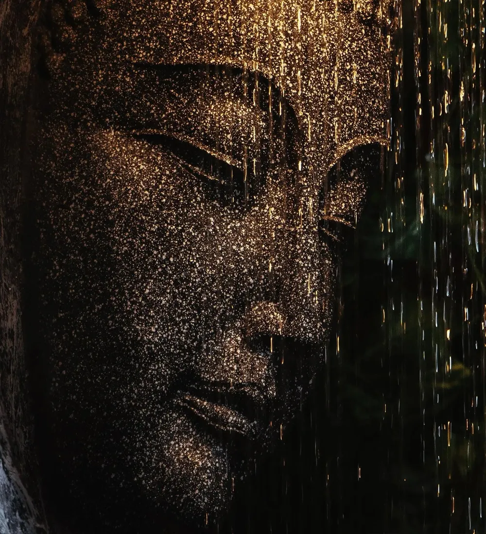 Buddha Face Shower Aesthetic Dark Grey Garden Fountain