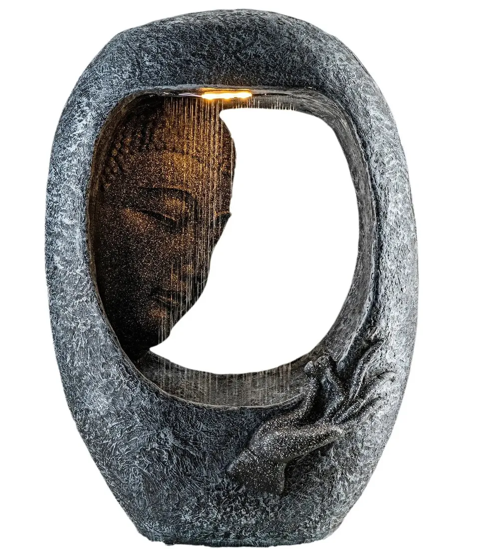 Buddha Face Shower Aesthetic Dark Grey Garden Fountain