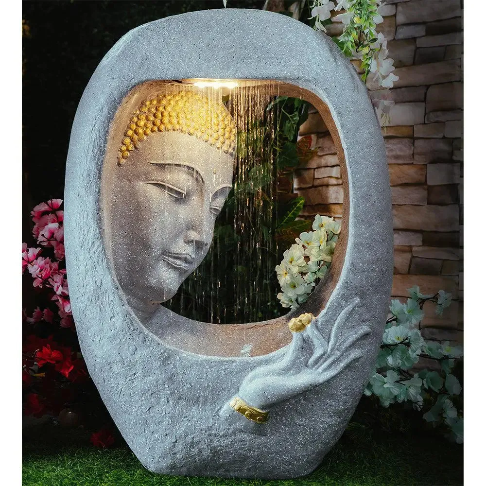 Buddha Face Shower Aesthetic Grey Garden Fountain