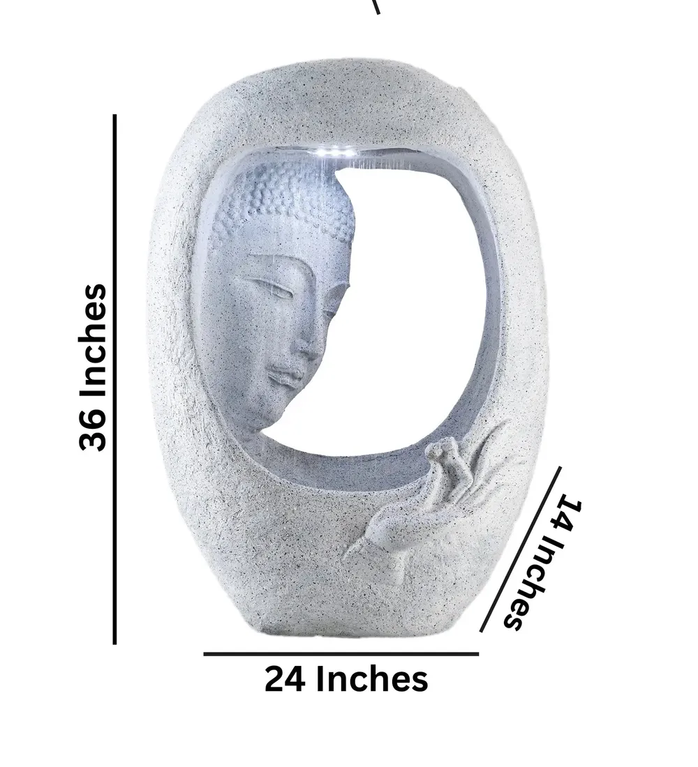Buddha Face Shower Aesthetic White Garden Fountain