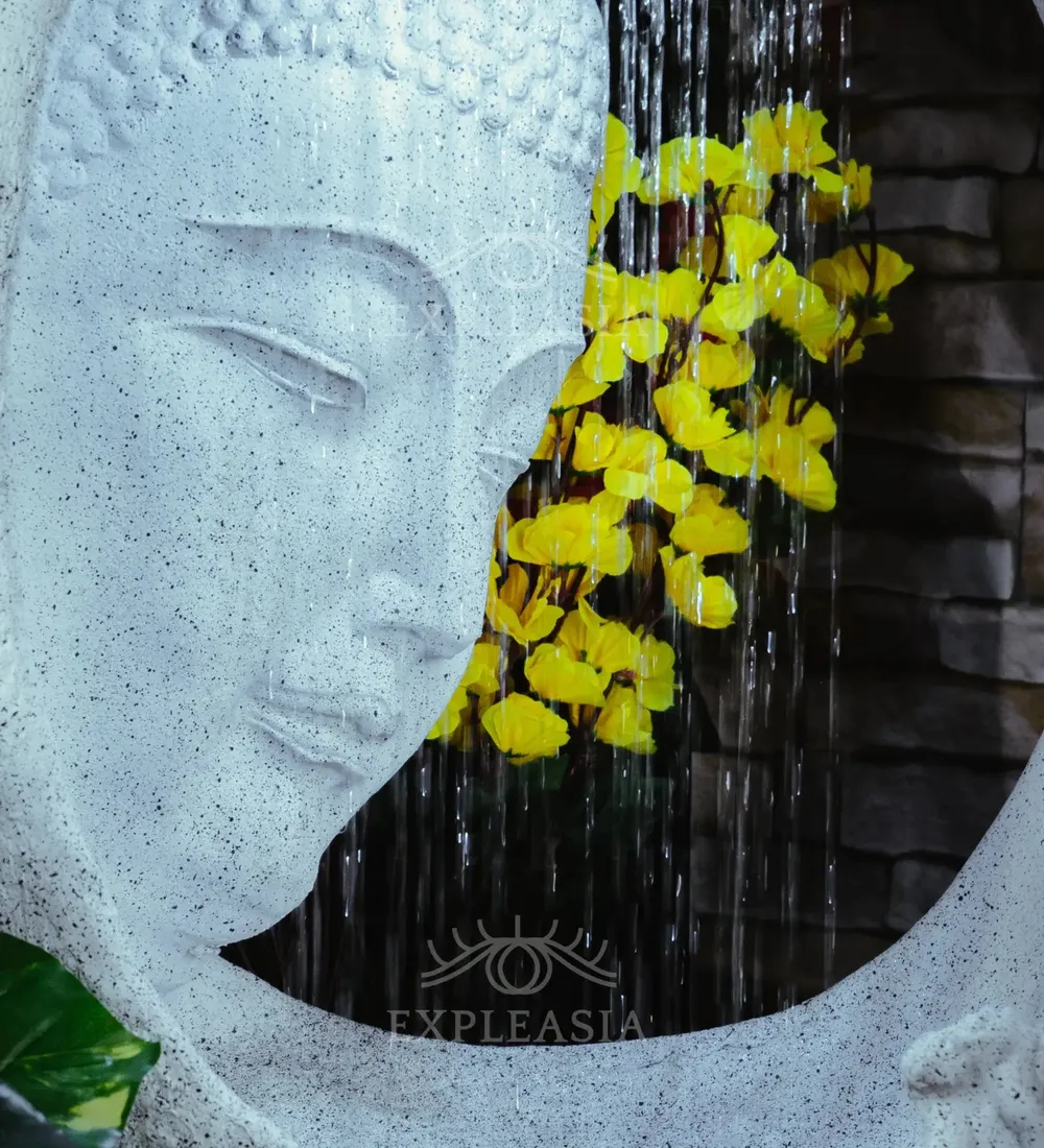 Buddha Face Shower Aesthetic White Garden Fountain