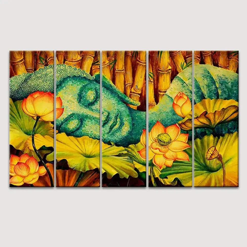 Buddha in Bamboo Forest Calming Vaastu Canvas  Wall Hanging